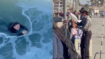 Surfista pescado en Huntington Beach
