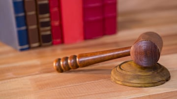 Close-up of judges gavel on a table