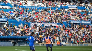 Una imagen del entrenamiento del Zaragoza a puerta abierta celebrado el 4 de enero de 2020 en La Romareda.