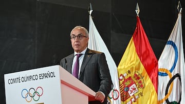 MADRID, 28/05/2025.- El presidente del Comité Olímpico Español, Alejandro Blanco interviene en Asamblea General Extraordinaria del Comité Olímpico Español que elegirá al presidente para el periodo 2025-2029, este miércoles. EFE/Fernando Villar