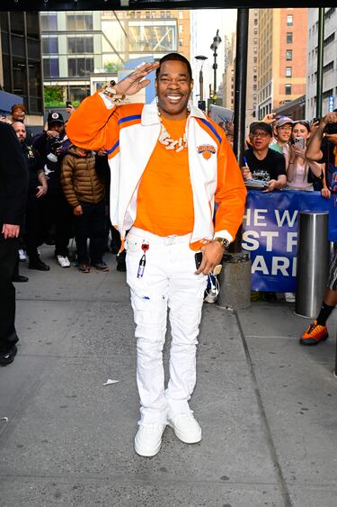 Busta Rhymes, rapero, cantante y actor estadounidense, llegando al Madison Square Garden para presenciar el cuarto partido de la eliminatoria de Playoffs entre los Boston Celtics y los New York Knicks.