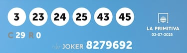 La Primitiva: comprobar los resultados del sorteo de hoy, jueves 3 de julio