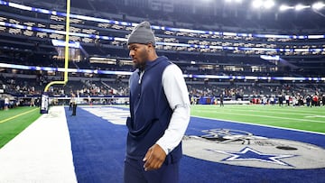 Aug 22, 2025; Arlington, Texas, USA; Dallas Cowboys defensive end Micah Parsons walks off the field after the game against the Atlanta Falcons at AT&T Stadium. Mandatory Credit: Kevin Jairaj-Imagn Images
