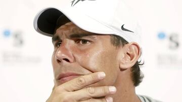 GRAF438 BARCELONA, 23/4/2018.- El número uno del mundo, el español Rafael Nadal, durante la rueda de prensa que ha ofrecido en las instalaciones del RCT Barcelona donde se mostrado encantado de poder enfrentarse al serbio Novak Djokovic en e