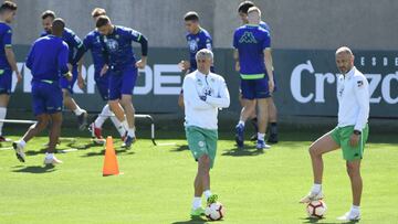 Setién, durante una sesión de entrenamiento.