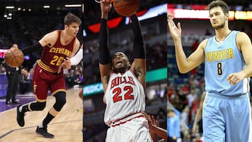 Kyle Korver, Taj Gibson y Danilo Gallinari.