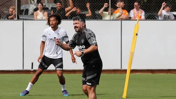Primer día de entrenamiento de Gattuso al frente del Valencia.