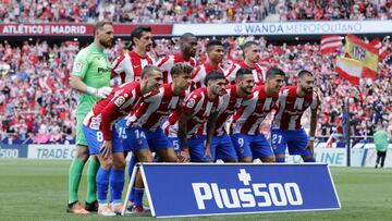 El once del Atlético contra el Sevilla.