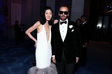 Vera Wang y Tom Ford durante la fiesta de la Gala del Met 2025, "Superfine: Sastrería de estilo negro", en el Museo Metropolitano de Arte de la ciudad de Nueva York.
