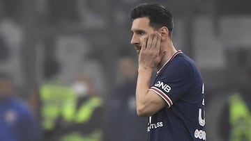 Messi, durante el partido con el Marsella.