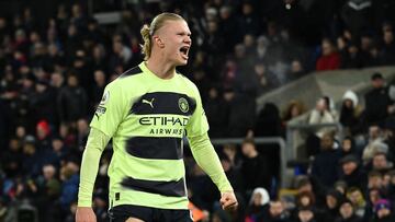 Erling Haaland, jugador del Manchester City, celebra el gol anotado ante el Crystal Palace.
