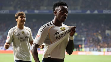 Soccer Football - LaLiga - Real Oviedo v Real Madrid - Estadio Carlos Tartiere, Oviedo, Spain - August 24, 2025
Real Madrid's Vinicius Junior celebrates scoring their third goal REUTERS/Pankra Nieto
PUBLICADA 25/08/25 NA MA06 2COL