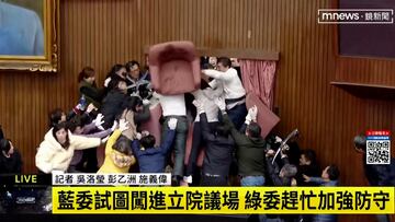 Políticos taiwaneses se enzarzan en una brutal pelea en medio de una sesión parlamentaria
