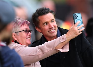 El actor y copropietario del Wrexham, Rob McElhenney, antes del partido.