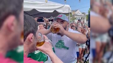 El talento para beber cerveza que tenia escondido Jason Kelce