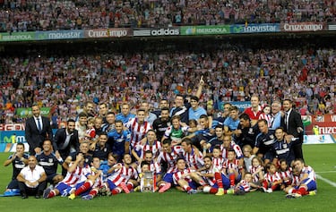 Fue campeón en: 1985 y 2014. Fue cinco veces subcampeón. En la foto, el Atlético posa con la Supercopa de 2014. 
