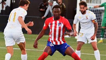 Taufik Seidou en su debut con el Atleti B en Ceuta.
