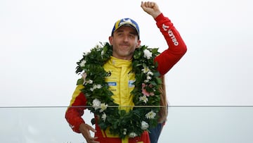Le Mans (France), 15/06/2025.- AF Corse (starting no.?83) driver Robert Kubica of Poland celebrates on the podium winning the 93rd edition of the 24 Hours of Le Mans race in Le Mans with a Ferrari?499P, France, 15 June 2025. (Francia, Polonia) EFE/EPA/YOAN VALAT