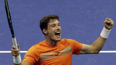 New York (United States), 08/09/2020.- Pablo Carreno Busta of Spain reacts after defeating Denis Shapovalov of Canada at the conclusion of their match on the ninth day of the US Open Tennis Championships at the USTA National Tennis Center in Flushing Mead
