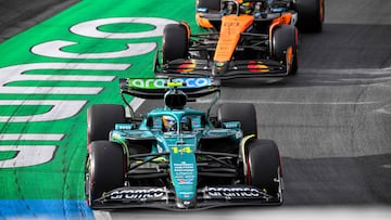 Fernando Alonso (Aston Martin AMR25) y Oscar Piastri (McLaren MCL39). Zandvoort, Países Bajos. F1 2025.