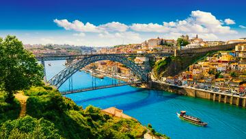Beautiful view of the city of Porto on a beautiful summer day. Porto, Portugal. High quality photo
