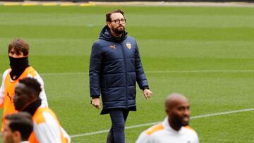 Bordalás, en un entrenamiento del Valencia.