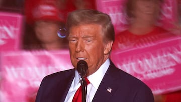 Republican presidential nominee former U.S. President Donald Trump holds a campaign rally at Santander Arena in Reading, Pennsylvania, U.S., November 4, 2024. REUTERS/Andrew Kelly
