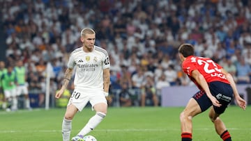 Mastantuono, en su debut oficial con el Madrid ante Osasuna.