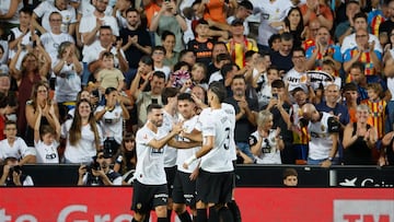 Javi Guerra celebra un gol.