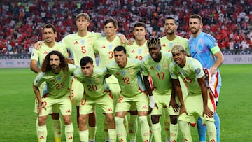 Once inicial de España en el partido ante Turquía.