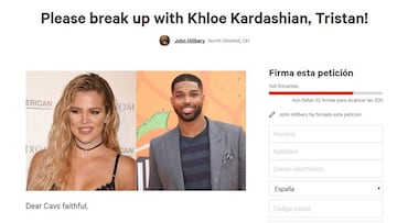 Petición para que Tristan Thompson corte con Khloé Kardashian.