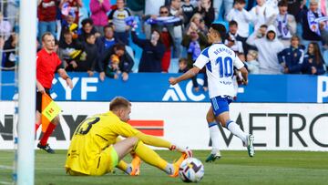 Bermejo celebra su gol de panalti contra el Cartagena.