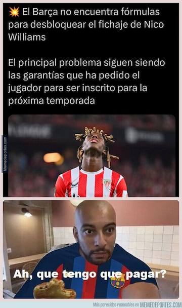 Los memes se ceban con el Barcelona tras la renovación de Nico Williams con el Athletic