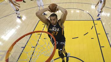 Rudy Gobert, jugador francés de los Utah Jazz, durante la eliminatoria contra los Golden State Warriors.