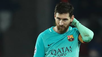 Leo Messi durante el PSG-FC Barcelona.