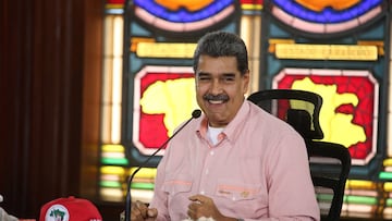 Venezuela's President Nicolas Maduro reacts while announcing changes to his cabinet, at the Miraflores Palace, in Caracas, Venezuela August 27, 2024. Miraflores Palace/Handout via REUTERS ATTENTION EDITORS - THIS IMAGE HAS BEEN SUPPLIED BY A THIRD PARTY