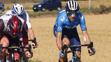 El ciclista del Movistar Alejandro Valverde, durante la disputa de la Milán-Turín 2021.
