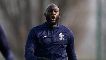 Lukaku en el entrenamiento del Inter de Milán