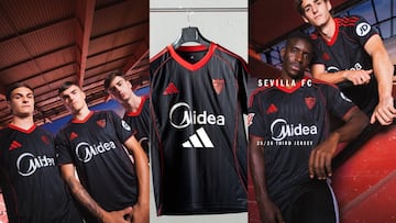 Las nuevas equipaciones del Sevilla.