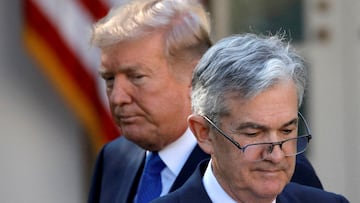 El presidente de los Estados Unidos, Donald Trump. y el líder de la Reserva Federal, Jerome Powell.