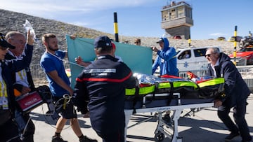 Tobias Johannessen, evacuado en ambulancia y con oxígeno en meta
