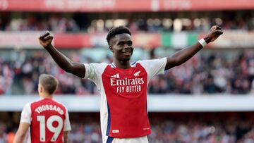 Bukayo Saka, jugador del Arsenal, celebra el gol anotado ante el Southampton.