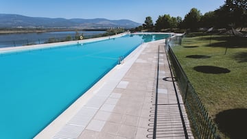 BUITRAGO DE LOZOYA, MADRID, SPAIN - JULY 12: Natural pools of Buitrago de Lozoya, on July 11, 2023, in Buitrago de Lozoya, Madrid, Spain. The natural pools of Buitrago de Lozoya are located next to the Riosequillo reservoir, three kilometers from the town of Buitrago and forming part of the Riosequillo Recreational Area, in the Sierra de Guadarrama. The pool has a water area of 4500 m2 and 220 meters long, being natural and not treated with chlorine or other chemicals, being one of the largest pools in Spain. The pool has a capacity of about 2000 people. (Photo By Rafael Bastante/Europa Press via Getty Images)