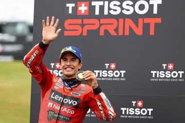 Márquez celebra su décima victoria en un esprint esta temporada.