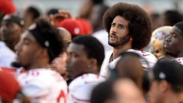 Sep 1, 2016; San Diego, CA, USA; San Francisco 49ers quarterback Colin Kaepernick (7) looks on before the national anthem against the San Diego Chargers at Qualcomm Stadium. Mandatory Credit: Jake Roth-USA TODAY Sports