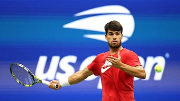 Carlos Alcaraz, durante un entrenamiento en el US Open.