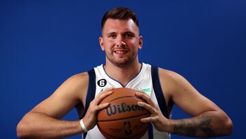 DALLAS, TEXAS - SEPTEMBER 26: Luka Doncic #77 of the Dallas Mavericks poses for a portrait during the Dallas Mavericks Media Day at American Airlines Center on September 26, 2022 in Dallas, Texas. NOTE TO USER: User expressly acknowledges and agrees that, by downloading and or using this photograph, User is consenting to the terms and conditions of the Getty Images License Agreement. (Photo by Tom Pennington/Getty Images)