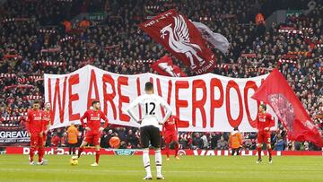 La grada de Anfield, durante un partido del Liverpool.