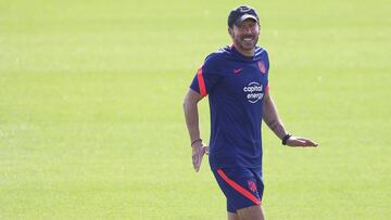Simeone, en una sesión del Atlético.