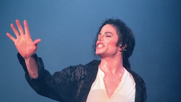 Michael Jackson performs live on stage, Jerudong Park, Brunei, July 16 1996. (Photo by Phil Dent/Redferns)